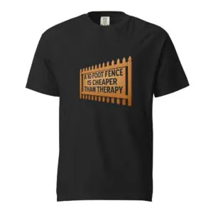 Black t-shirt with orange text and design about conference scholarships.