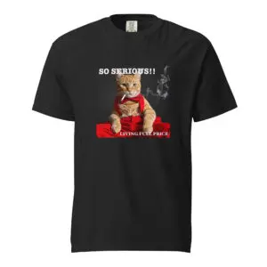 Black T-shirt with a graphic of a muscular dog and bold text.