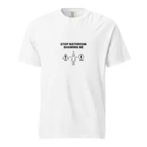 White T-shirt with a humorous text and graphic about GPS navigation.